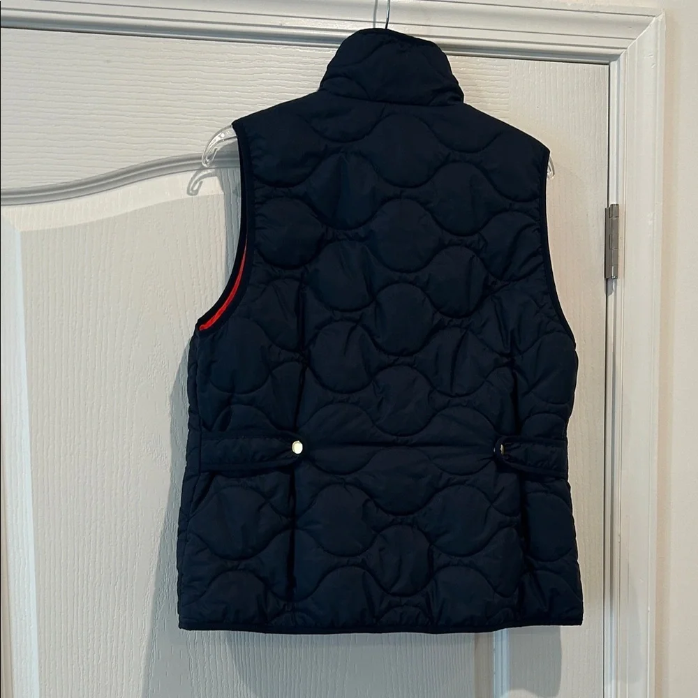 J. Crew Navy Quilted Vest with Gold Accents